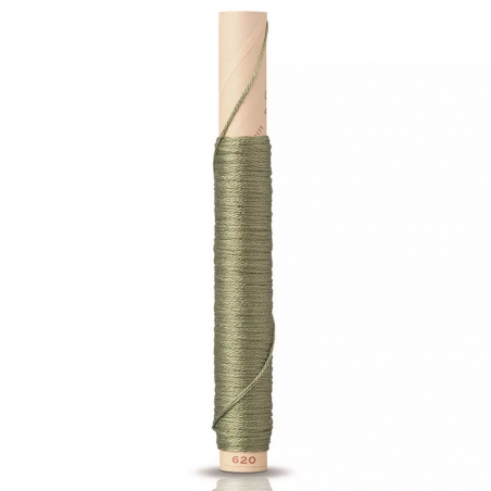 Filo di seta da ricamo a 3 capi n.25 da 15 m, verde muschio - Soie et