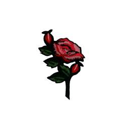 Bohin, Patch termoadesiva con motivo rosa Rosa Scuro con stema, 8 cm