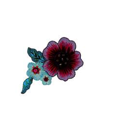 Bohin, Patch termoadesiva con motivo Rosa rosa e blu, 10cm