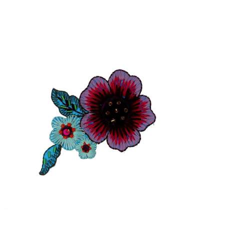 Bohin, Patch termoadesiva con motivo Rosa rosa e blu, 10cm