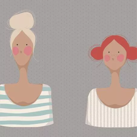 Tilda Basics, Me and My Friends Slate, Tessuto Ardesia con Signorine al Mare Tilda Fabrics - 1