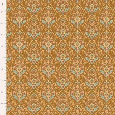 Tilda Sanctuary Adina Ochre, Tessuto Ocra con pois e fiori