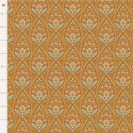 Tilda Sanctuary Adina Ochre, Tessuto Ocra con pois e fiori Tilda Fabrics - 1