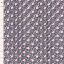 Tilda Sanctuary Cottonfield Eggplant, Tessuto Blu Melanzana con fiori di cotone Tilda Fabrics - 1