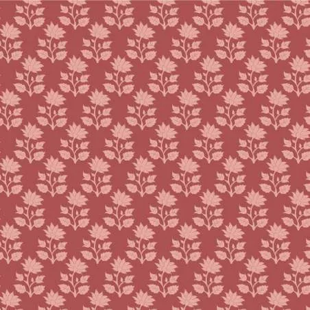 Tilda Sanctuary Mira Rhubarb, Tessuto Rosso Rabarbaro con fiori tono su tono Tilda Fabrics - 1
