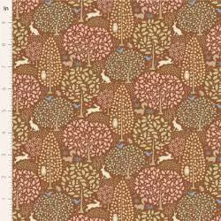 Tilda Sanctuary Sanctuary Caramel, Tessuto Marrone Caramello con animali nella foresta
