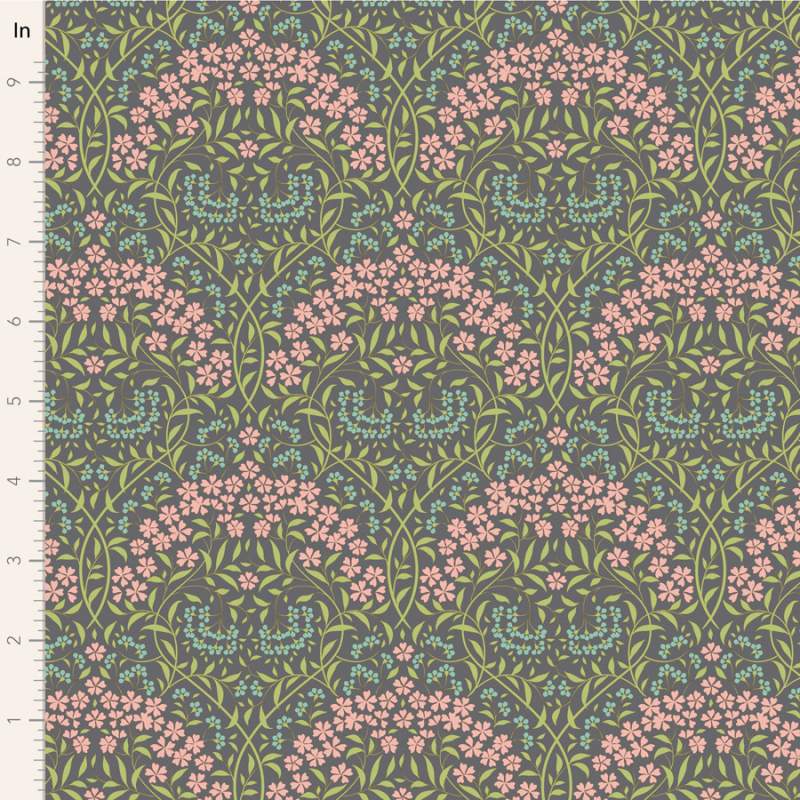 Tilda Sanctuary Larissa Greygreen, Tessuto Verde su Grigio con intreccio di fiori Tilda Fabrics - 1 Tilda Sanctuary Larissa Greygreen, Tessuto Verde su Grigio con intreccio di fiori Tilda Fabrics - 1