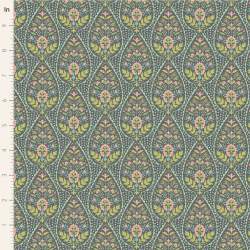 Tilda Sanctuary Adina Greygreen, Tessuto Verde su Grigio con pois e fiori Tilda Fabrics - 1