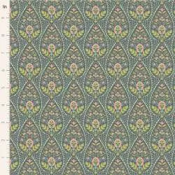 Tilda Sanctuary Adina Greygreen, Tessuto Verde su Grigio con pois e fiori Tilda Fabrics - 1