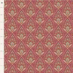 Tilda Sanctuary Adina Maroon, Tessuto Rosso Bordeaux con pois e fiori Tilda Fabrics - 1