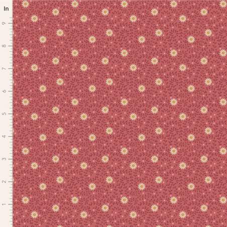 Tilda Sanctuary Daisydream Rhubarb, Tessuto Rosso Rabarbaro con piccole Margherite