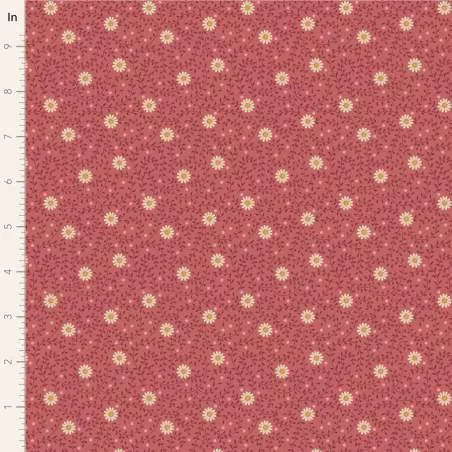 Tilda Sanctuary Daisydream Rhubarb, Tessuto Rosso Rabarbaro con piccole Margherite Tilda Fabrics - 1
