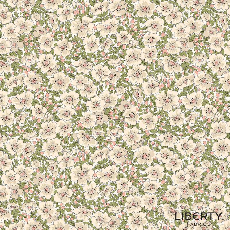 Tree of Life Dina Blossom Woodland Pastels, Tessuto Verde con Fioritura - Lyberty Fabrics Liberty Fabrics - 1 Tree of Life Dina Blossom Woodland Pastels, Tessuto Verde con Fioritura - Lyberty Fabrics Liberty Fabrics - 1