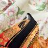 Tessuto Giapponese bianco panna con stampa di Geisha e fiori dettagli oro - Naka