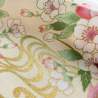 Tessuto Giapponese bianco panna con stampa di Geisha e fiori dettagli oro - Naka