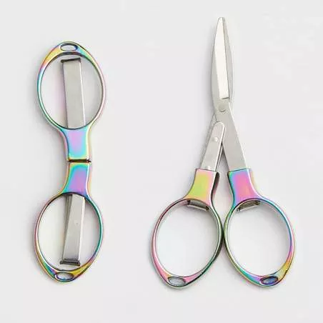 KnitPro, Rainbow Folding Scissors, Forbici da Ricamo Iridescenti e Pieghevoli