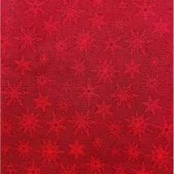 Tessuto natalizio rosso con fiocchi di neve tono su tono