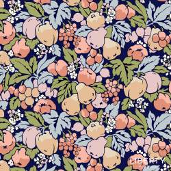 Tree of Life Orchard Harvest Woodland Pastels, Tessuto Blu con Raccolto del Frutteto - Liberty Fabrics