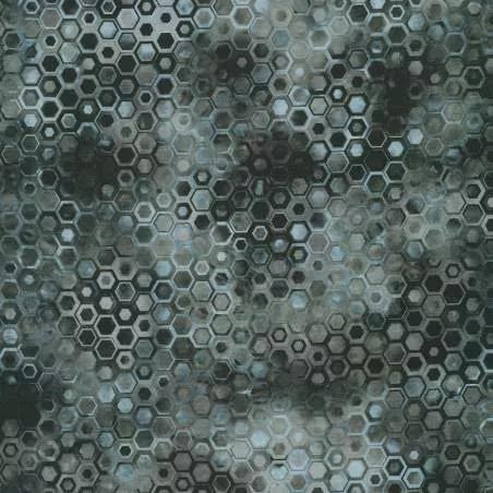 Phantasma Chalkboard, tessuto nero Lavagna con esagoni - Robert Kaufman Robert Kaufman - 1