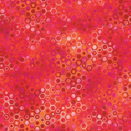 Phantasma Ruby, tessuto rosso Rubino con esagoni - Robert Kaufman Robert Kaufman - 1