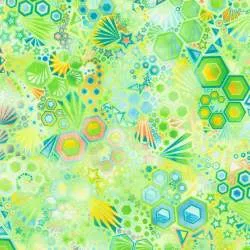Phantasma Sprout, tessuto verde Germoglio con esagoni - Robert Kaufman Robert Kaufman - 1