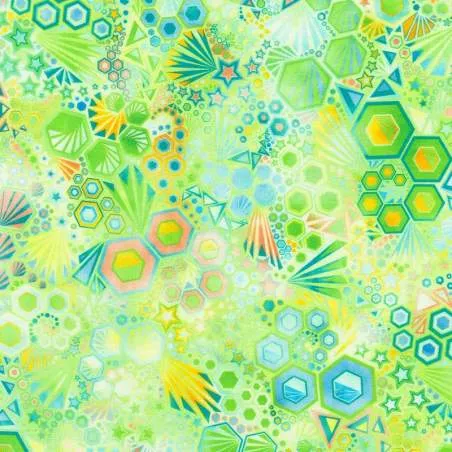 Phantasma Sprout, tessuto verde Germoglio con esagoni - Robert Kaufman Robert Kaufman - 1