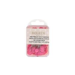 Bohin, Spilli Super Fini con Testa in Plastica Fucsia a Pastiglia per Patchwork e Quilting da 42 x 0,55 mm - 100pz