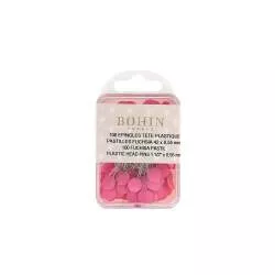 Bohin, Spilli Super Fini con Testa in Plastica Fucsia a Pastiglia per Patchwork e Quilting da 42 x 0,55 mm - 100pz