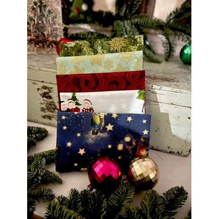 Pacchetto di Tessuti di Natale, 5 fat quarter da 50 x 55 cm - 24-05