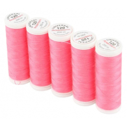 Set di 5 filati per cucire da 200m, Rosa Vivo 0718 - Ackermann Universal 120
