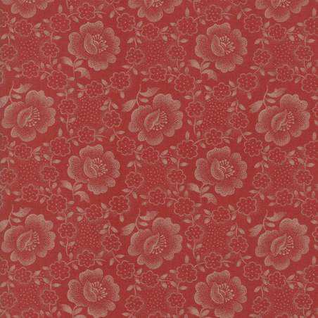 Moda Fabrics, Jo's Shirtings collection- Tessuto Fondo Rosso Carminio con fiori stilizzati