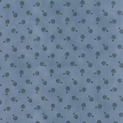 Moda Fabrics, Merrimack, Union Blues Collection, di Barbara Brackman- Tessuto Blu Scuro con Rose Azzurro polvere