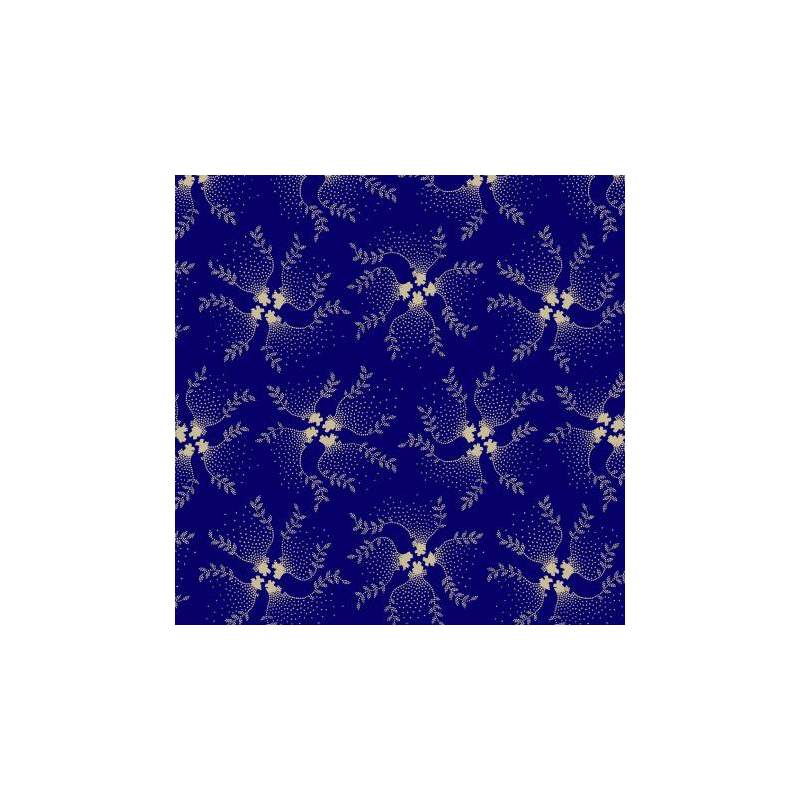 Marcus Fabrics, Twirling Vine, Mood in Blue Collection, di Paula Barnes- Tessuto Blu Scuro con intrecci di rami in beige Marcus Marcus Fabrics, Twirling Vine, Mood in Blue Collection, di Paula Barnes- Tessuto Blu Scuro con intrecci di rami in beige Marcus