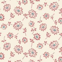 Super Bloom Dandelion, Tessuto panna con denti di leone rossi - Edyta Sitar