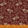 Storytellers Ivy Leaf Burgundy, Tessuto borgogna con foglie e swirl di rametti - Nancy Gere Windham Fabrics - 1