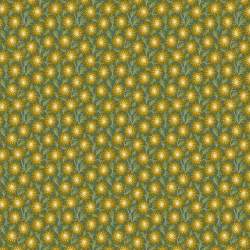Andover Fabrics, Trail Mix Patt, di Edyta Sitar - Tessuto Verde con fiori color Oro