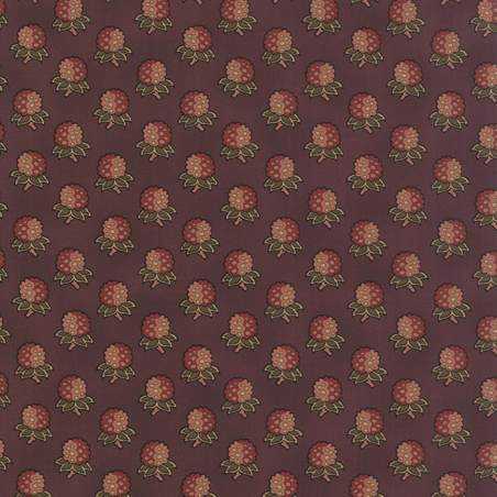 Moda Fabrics, Auntie's Fichu, Alice's Scrapbag Collection, di Barbara Brackman- Tessuto Blu con bacche mauve