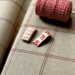 Tessuto 100% Lino a 28ct con Quadrati Rossi - h 180 cm - Graziano Riviera
