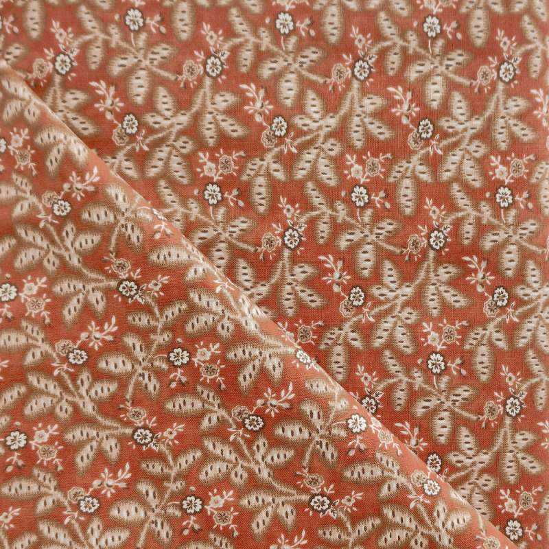Moda Fabrics, Cooper Red, collezione Ladies' Legacy di Barbara Brackman, Tessuto rosso con foglie e fiori Moda Fabrics - 1 Moda Fabrics, Cooper Red, collezione Ladies' Legacy di Barbara Brackman, Tessuto rosso con foglie e fiori Moda Fabrics - 1