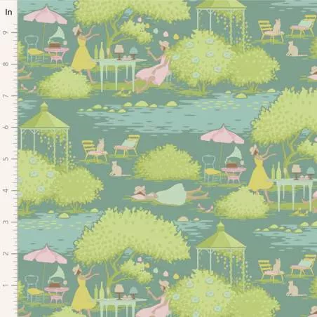 Tilda Sunday Brunch, Sunday Brunch Teal Tilda Fabrics - 1