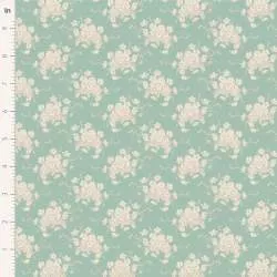 Tilda Sunday Brunch, White Flower Teal Tilda Fabrics - 1