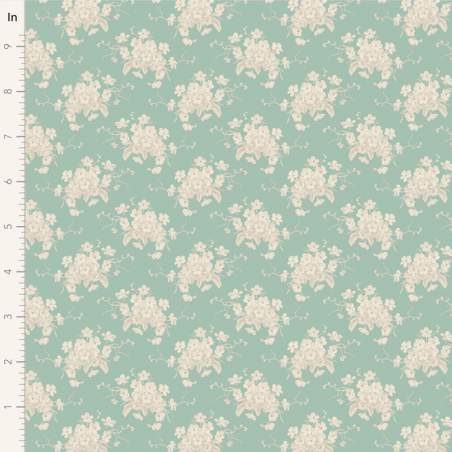Tilda Sunday Brunch, White Flower Teal Tilda Fabrics - 1