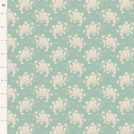 Tilda Sunday Brunch, White Flower Teal Tilda Fabrics - 1