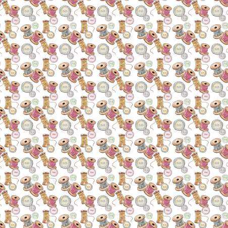 Easter Patchwork, Stoffa Spolette e Bottoni su Tessuto Bianco Amabilmente Vero - 1