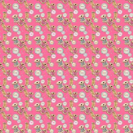 Easter Patchwork, Stoffa Spolette e Bottoni su Tessuto Ciclamino Amabilmente Vero - 1