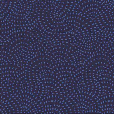 Tessuto per Retro Blu Indaco con motivo a onde di piccoli semi blu - Twist Wide Indigo Wilmington Prints - 1