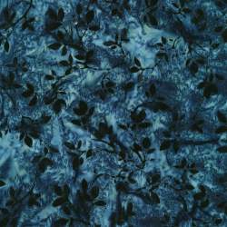 Artisan Batiks: Midnight Owls, Midnight, tessuto batik blu scuro con rami neri - Robert Kaufman