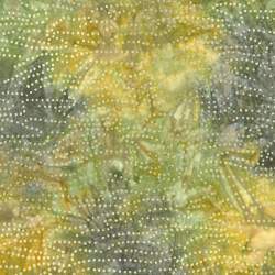 Artisan Batiks: Patterns in Nature, Olive, tessuto batik verde oliva con pois crema - Robert Kaufman