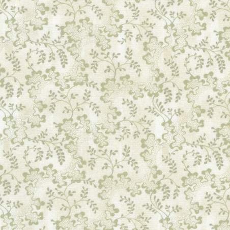 Flowerhouse: Camille Collection, Natural, Tessuto Beige con disegno di rami e foglie tono su tono - Robert Kaufman