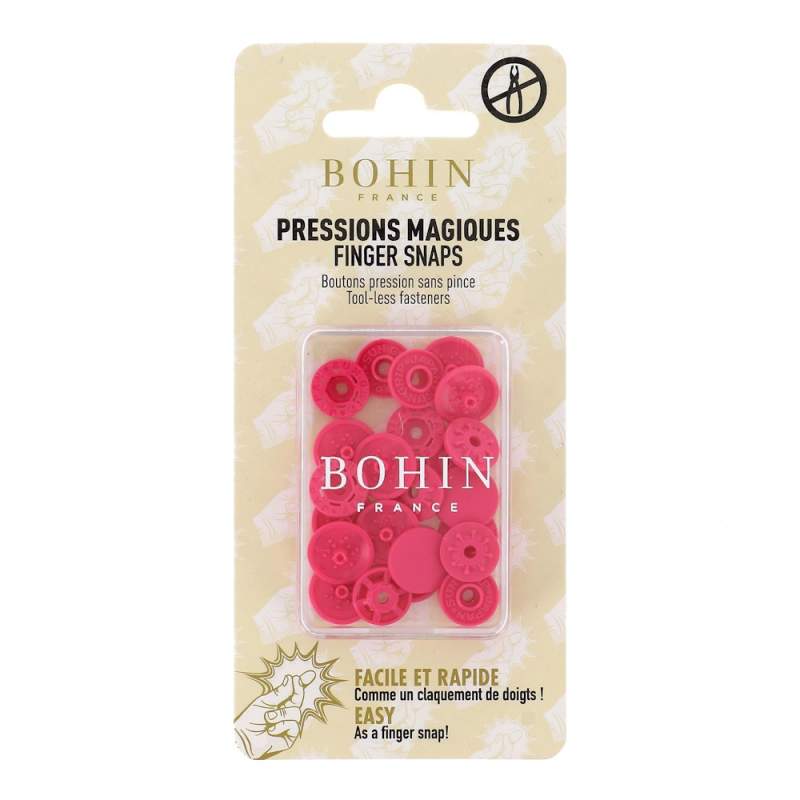 Bottoni a Pressione Magici Senza Pinza Fuxia - Misura 13 mm - 8 pz Bohin - 1